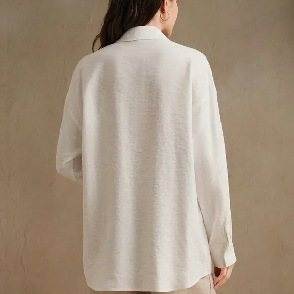 White Casual Women's Lace Hollow Splice Versatile Cardigan Collared Blouse - Picture 6 of 8